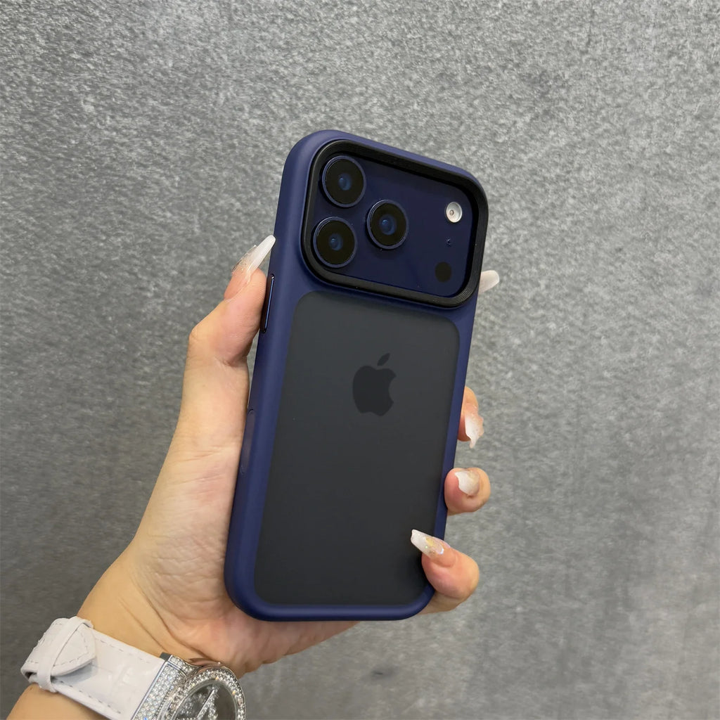 Luxury Orange Shield Matte Transparent Phone Case For iPhone 17 Pro Max 17 Pro 17 New Metal Buttons Skin Feel Shockproof Cover