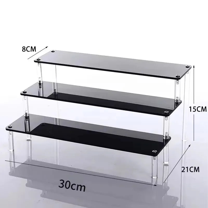 1-5 Tier Acrylic Display Stand Clear Display Riser Rack for Cupcake Perfume Doll Décor Organizer Amiibo Funko POP Figures DC05