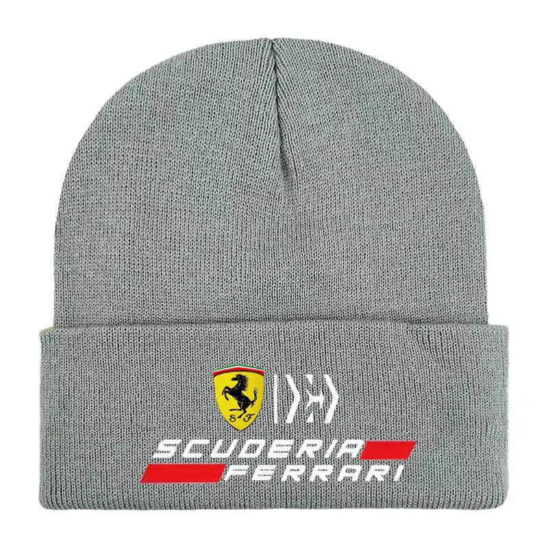 For Ferrari 458 488 599 612 FF F12 F1 Racing Team Motorcycle Enthusiasts Men Casual Knitted Hat Autumn Winter Windproof Warm Cap