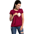 Women's Short Sleeve Pure Colour T-shirts Maternity Clothes Pregnant Blouse Nursing Tops Breastfeeding