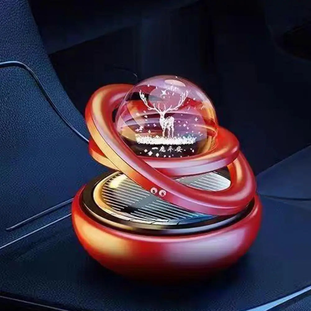 Solar Car Air Freshener Rotating Aromatherapy Diffusing Car Interior Air Freshener Perfume Fragrance Mist Without Tablet ﻿