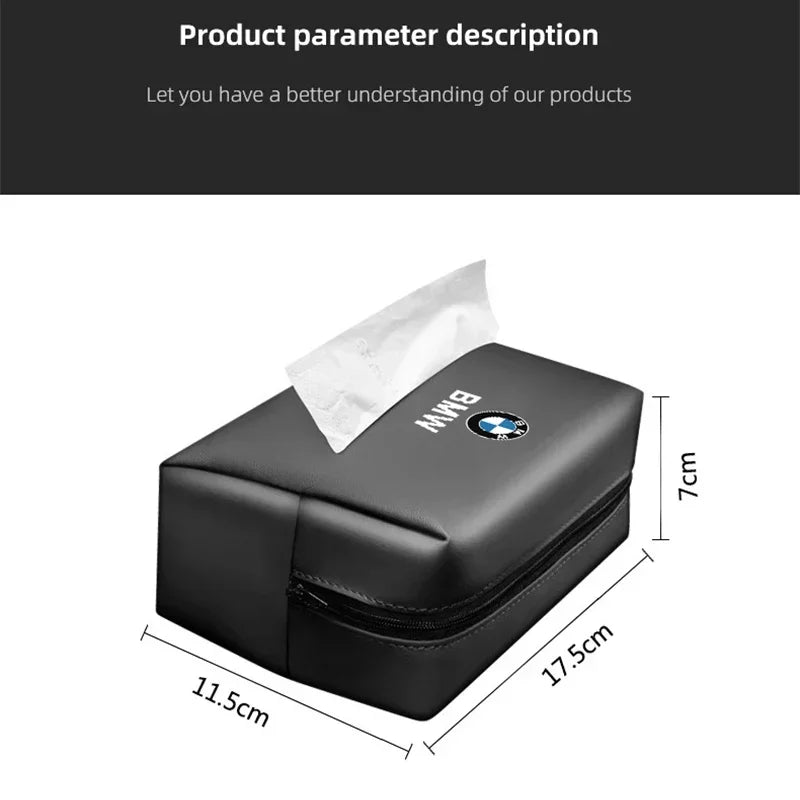 BMW Car Tissue Storage Bag Paper Towel Organizer For M3 M4 M5 G42 G30 G20 E39 E36 E87 E53 F44 F07 F34 G15 G16 G23 G22 X7 X5 F10