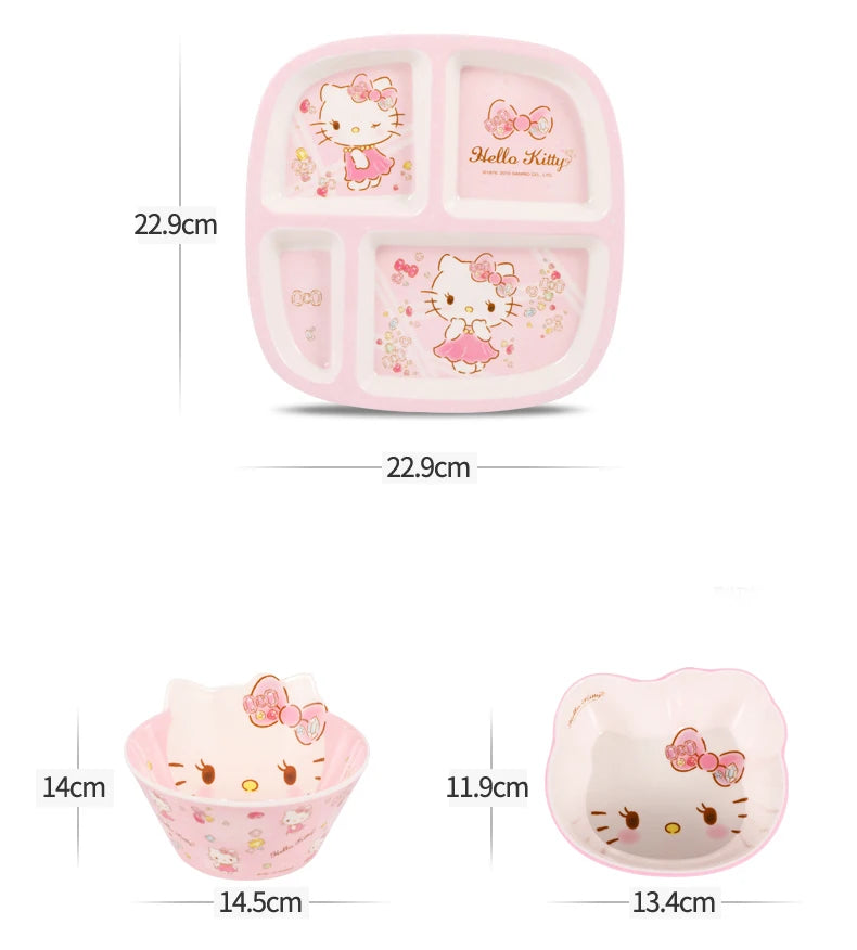 For Hello Kitty Children Tableware Cartoon Irregular-shaped Bowls Anti-scald Dining Plates BPA Free Baby Food Supplement Bowls