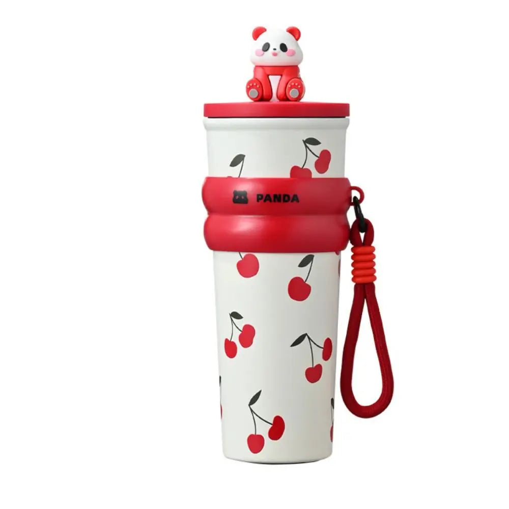700ML Cartoon Panda Thermos Cup With Lifting Rope Gift Children Vacuum Cup 316 Stainless Steel Thermal Water Bottle