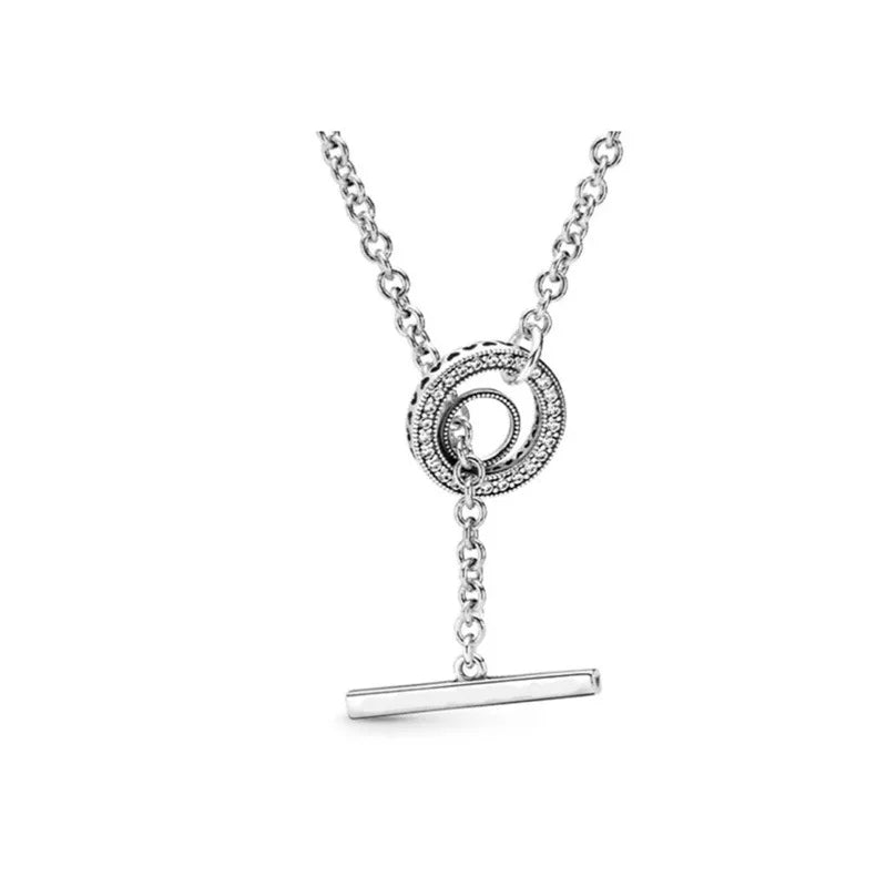 Exquisite 100% 925 sterling silver eternal heart-shaped circular pendant necklace for women DIY jewelry Valentine's Day gift