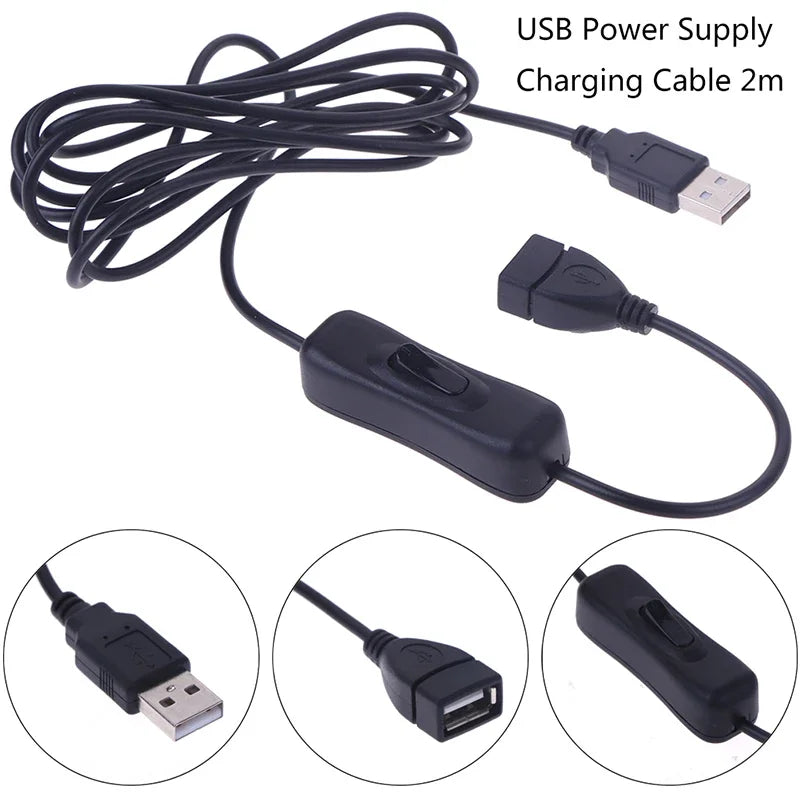 2M USB Male to Female Extension Cable with On/Off Switch USB 2.0 Extender Cord for LED Lamp/USB Flash/Fan/LED Strips