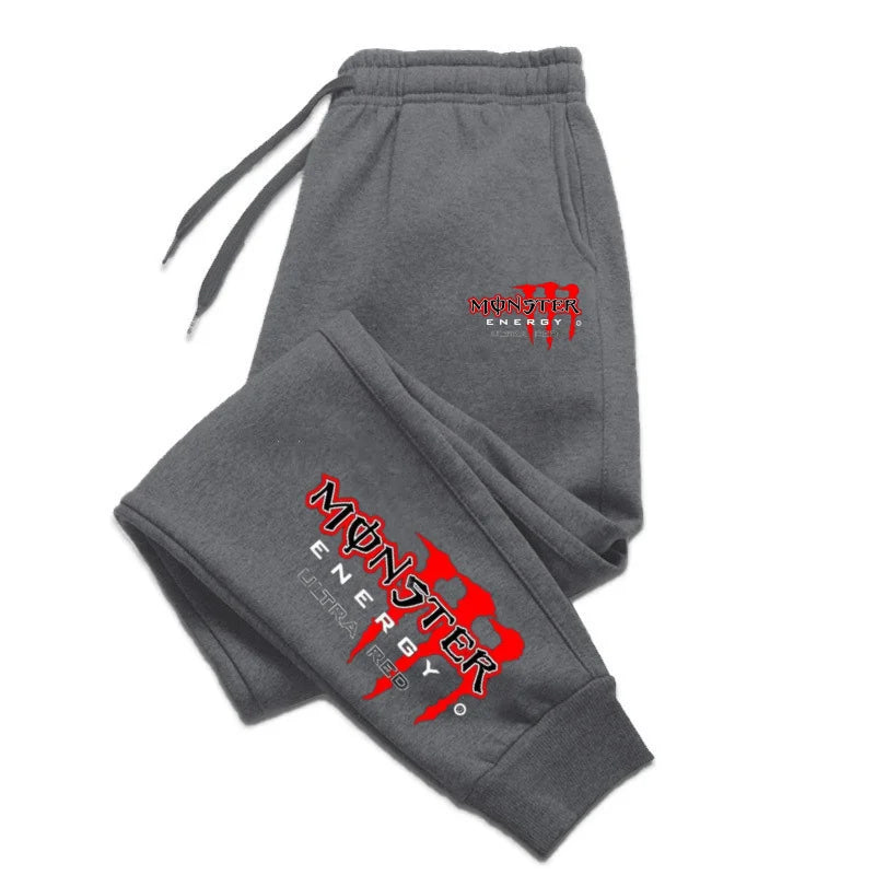 Monster Energy Letter Print Versatile Drawstring Casual Long Pants Men's Loose Straight Leg Jogger Pants