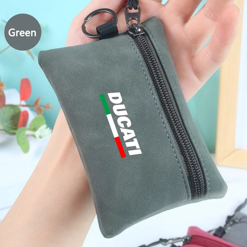 Portable Suede Motorcycle Logo Key Bag Wallets Coins Card Pouch For Ducati Panigale Diavel V2 Scrambler MONSTER 695 696 795 1200