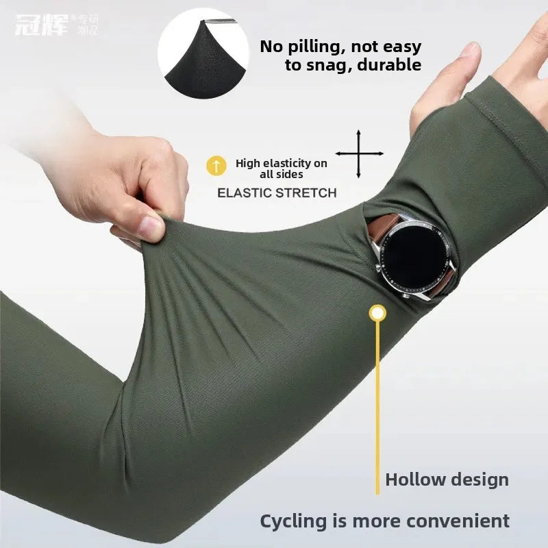 Ice Silk Sun Protection Sleeve Covers Thin UV Protection for Driving Cycling Fishing Men's New Summer Style Arm Guard
