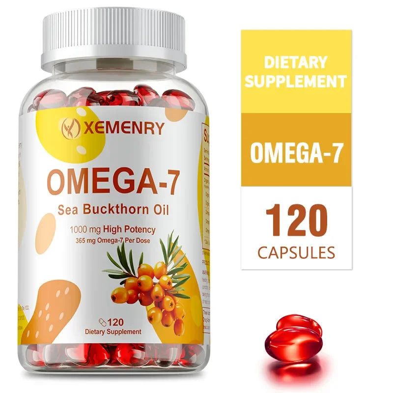 OMEGA-7 Sea Buckthorn Oil Supplements - Antioxidant, Supports Skin, Hair and Nail Health, Improves Digestion, Boosts ImmunitySup