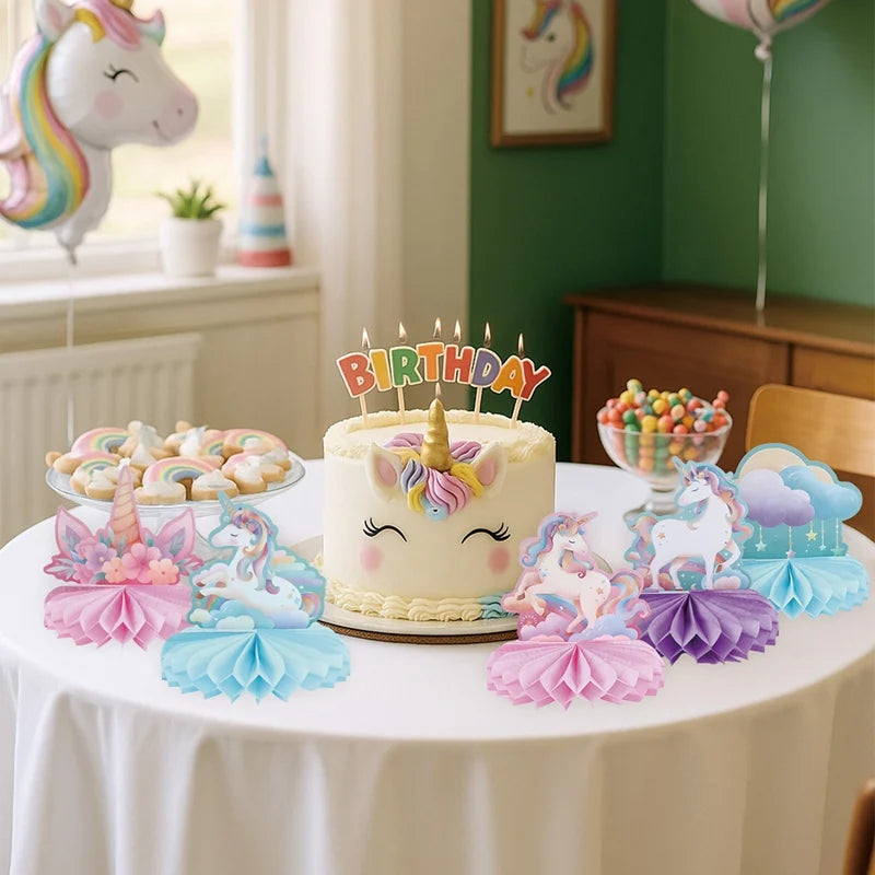 Rainbow Unicorn Honeycomb Ornament Set Rainbow Unicorn Birthday Party Decoration Kids Baby Shower Birthday Party Supplies