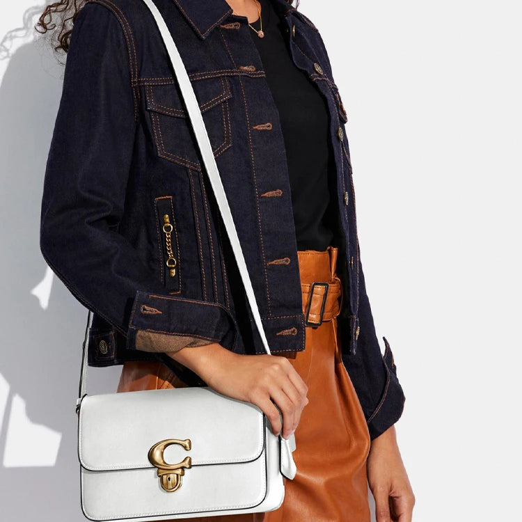 COACH Studio Glove Tanned Leather Shoulder Bag, Crossbody Bag Medium Women's White C6641-B4HA