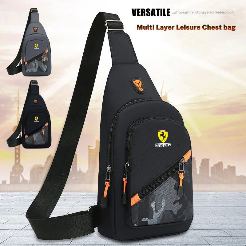 Casual Men Crossbody Shoulder Bag Chest Bag Outdoor Travel Sports For Ferrari Roma F80 296 GTB GTS SF90 Stradale Spider Spyde
