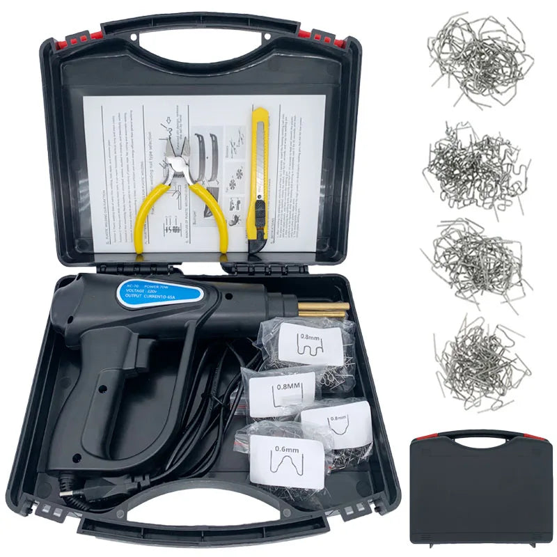 70W Plastic Welding Machine Plastic Welder Gun Car Bumper Repair Kit with 200/600/1000 Pcs Hot Staples Car Tools Kit