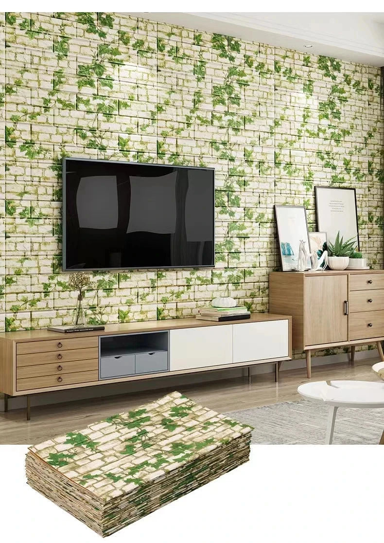 3D Self-Adhesive Wallpaper 70cm*1/5/10m Continuous Waterproof Brick Wall Stickers Living Room Bedroom Children's Room Home Decor