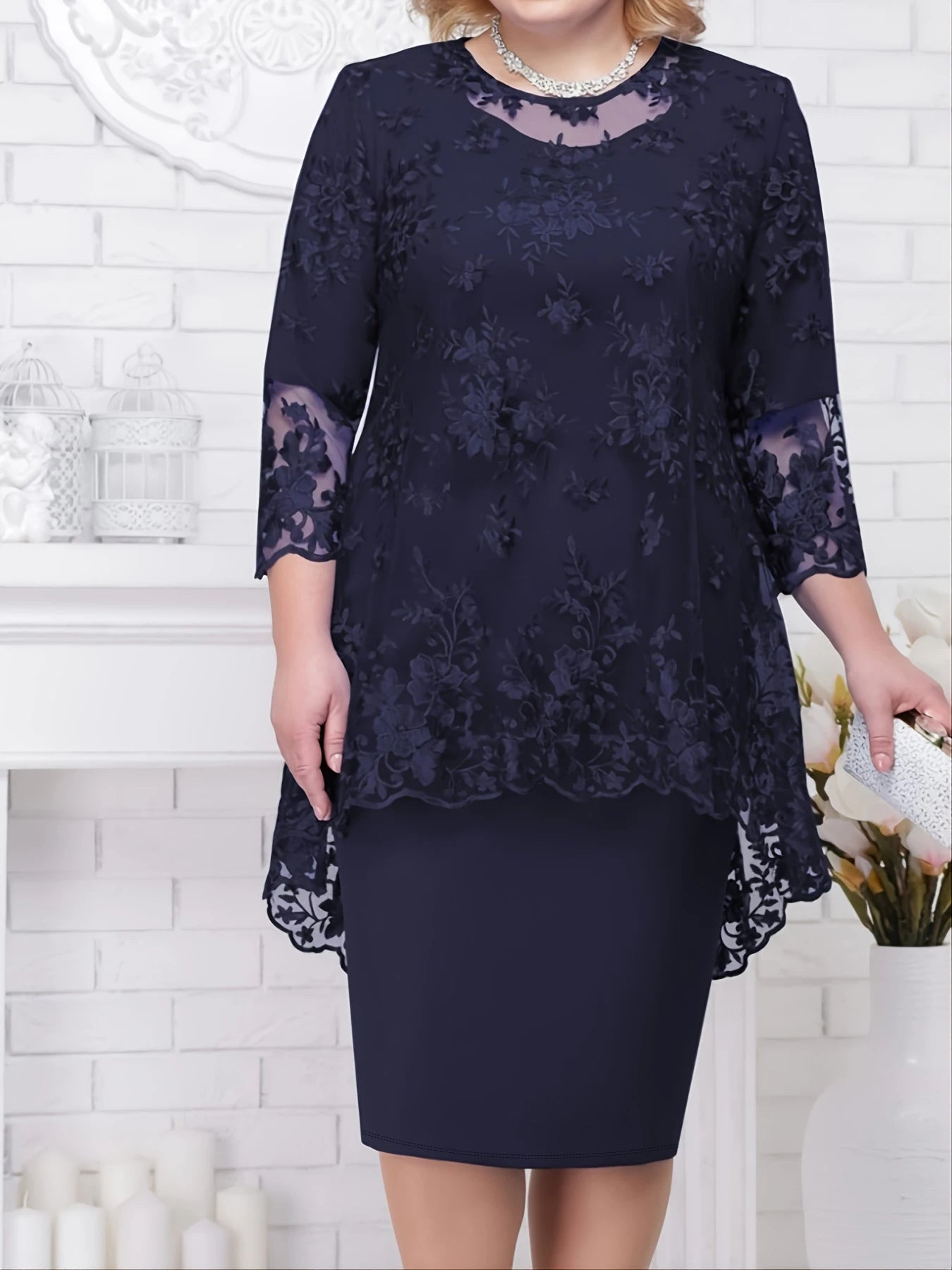 plus size Large Women's Dress New Two Piece Set Large Women's Dress Cocktail Dress 2019#
