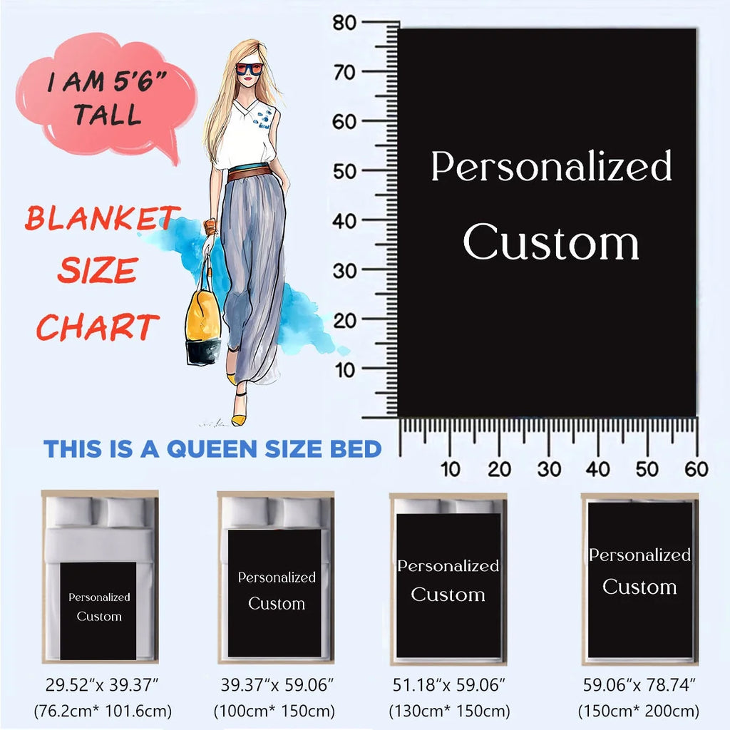 1pc Custom Digital Flannel Fleece Blanket, Personalized With Various Images, Gift For Girls, Boys, Adults, Travel - Warm Throw