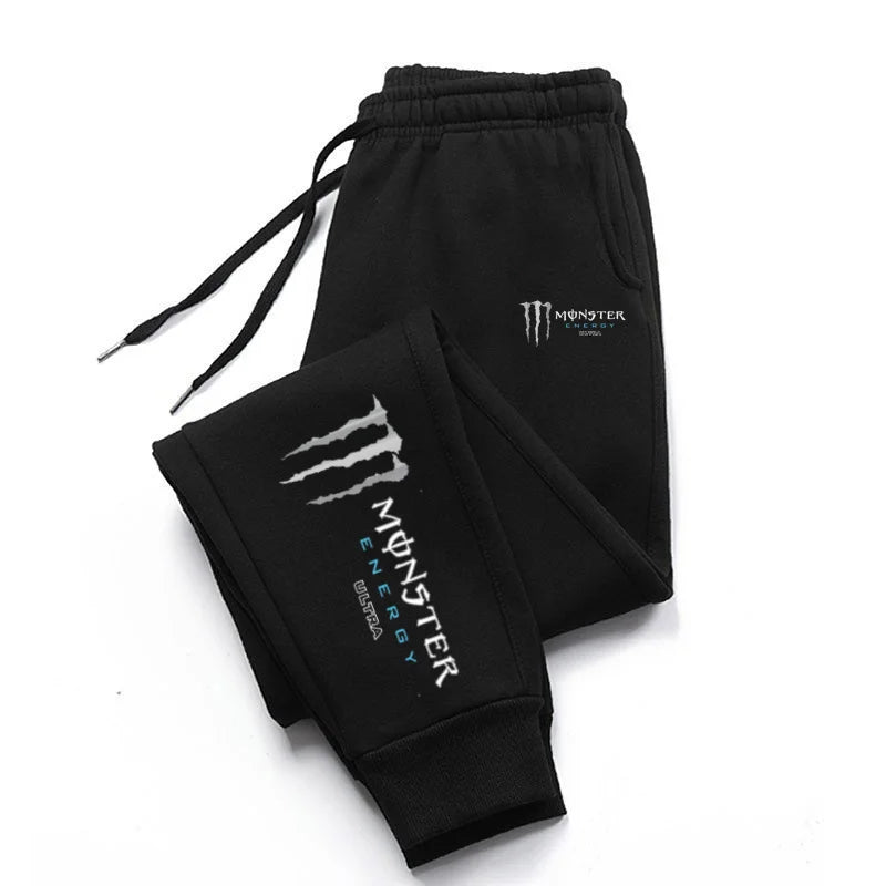 Monster Energy Letter Print Versatile Drawstring Casual Long Pants Men's Loose Straight Leg Jogger Pants