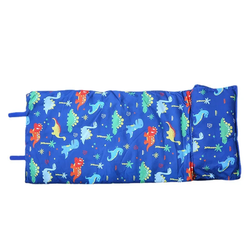 Toddler Nap Mat for Daycare Preschool: Kids Sleeping Bag with Pillow and Blanket Kindergarten Prek Naptime Slumber Bag Roll Up