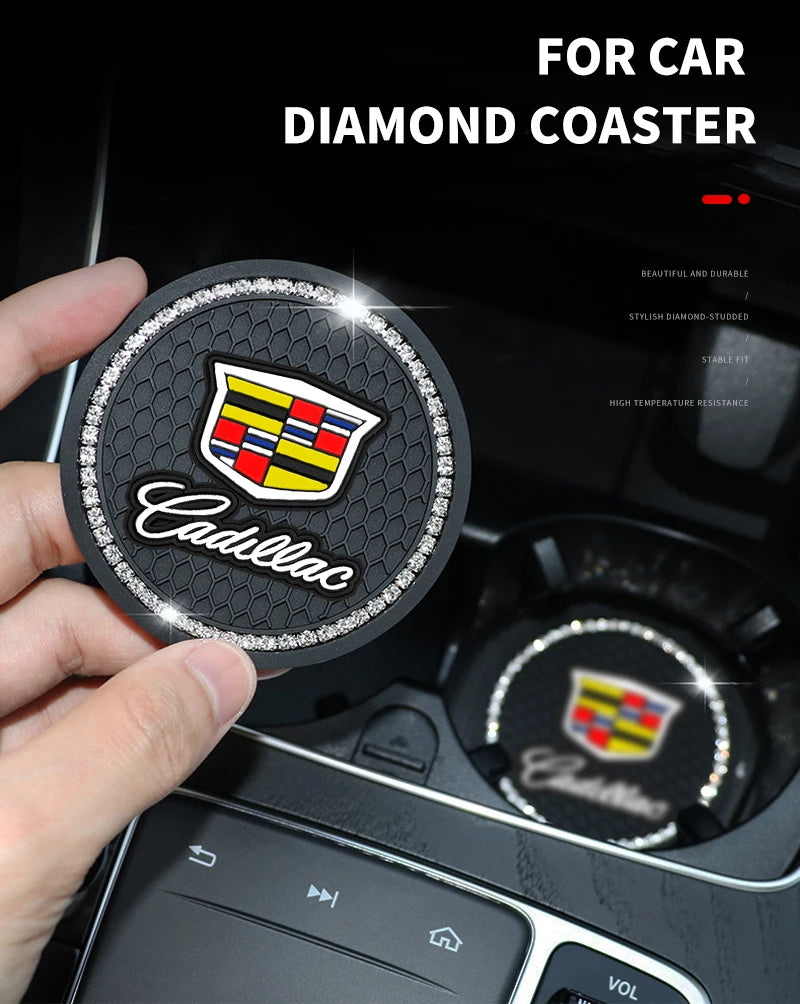Car Non-slip Water Cup Pad Diamond Rhinestone Bling Decoration For Cadillac Escalade GT4 XT4 ATS XT5 CTS XTS RS Accessories