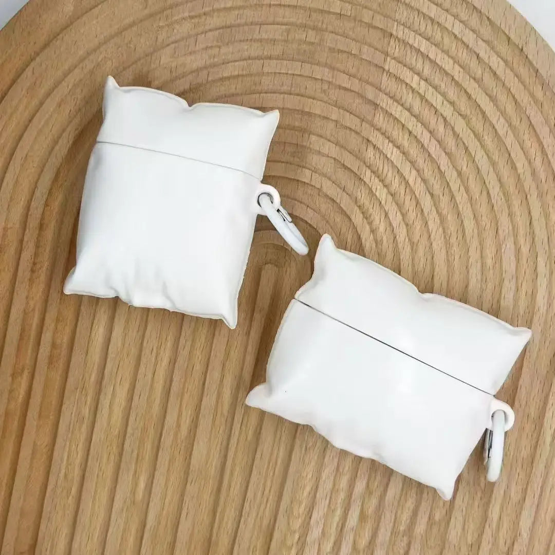 Earphone Case For Airpods Pro3 1 2 3 4 Pro 2 3 Kawaii White Pillow Cover  Soft Silicone Shockproof Headphone Case