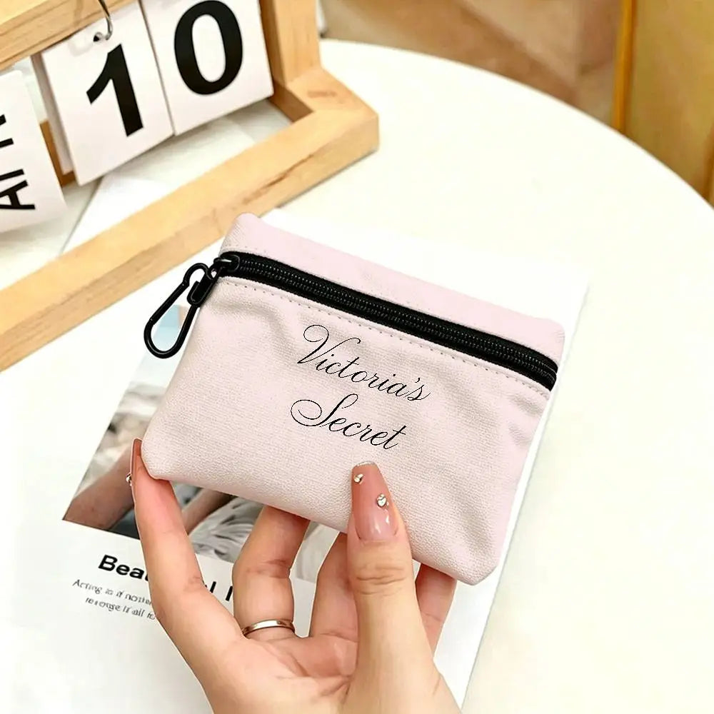 V-Victorias-Fashion-S-Secret Compact Oxford Cloth Zipper Pouch Detachable Carabiner Mini Coin & Key Wallet