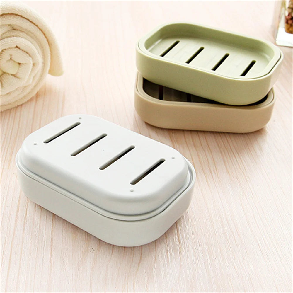 Double Layer Soap Dish Bathroom Dish Plate Case Plastic Drain Soap Box Home Travel Soap Holder Container Portable Soap Rack