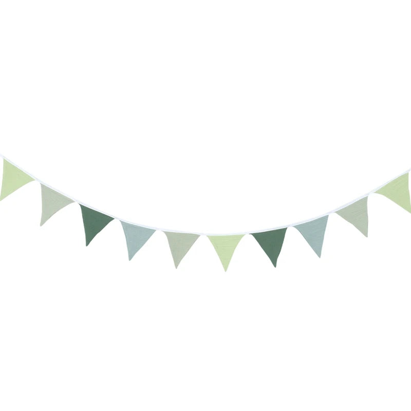1 Set Sage Green Triangle Flags Bunting Boho-Chic Hanging Flag for Greenery Shower Classroom Wedding Birthday Party Decorations