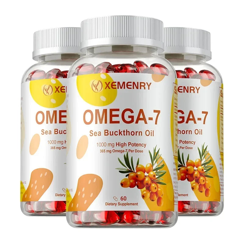 OMEGA-7 Sea Buckthorn Oil Supplements - Antioxidant, Supports Skin, Hair and Nail Health, Improves Digestion, Boosts ImmunitySup
