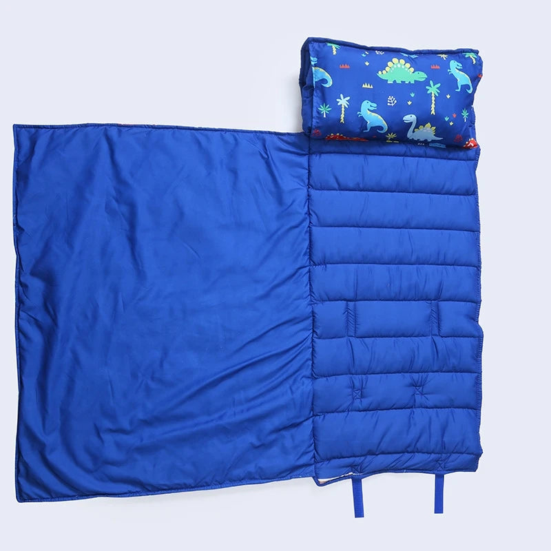 Toddler Nap Mat for Daycare Preschool: Kids Sleeping Bag with Pillow and Blanket Kindergarten Prek Naptime Slumber Bag Roll Up