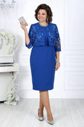 New cross-border European and American dress set, fashionable plus size, heavy-duty embroidery, hip hugging skirt