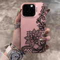Lace Flowers Fashion Case For iPhone 16 17 15 Pro Max Cases iPhone 17 11 12 13 ProMax 14 15 16 Plus 8 XS XR Shockproof IMD Cover