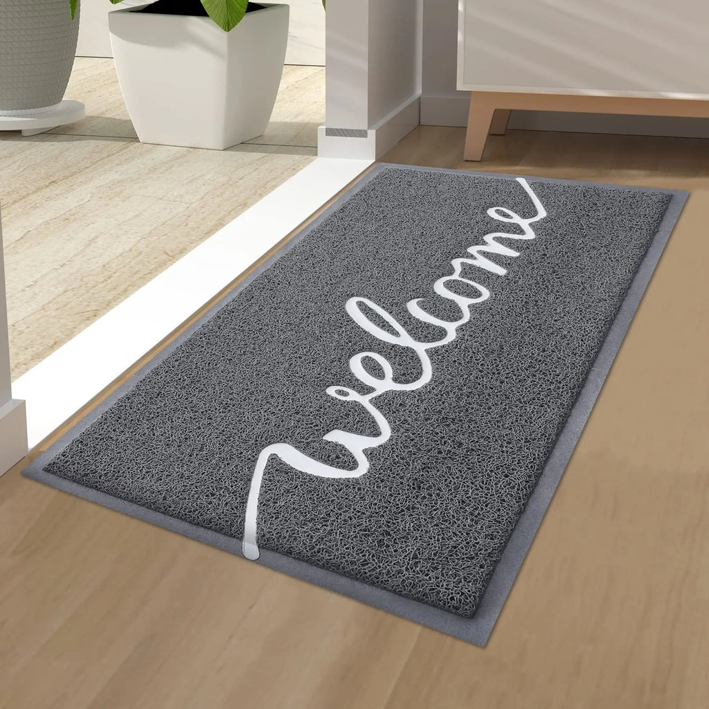 Olanly Welcome Entrance Door Mat Indoor Outdoor Front Dirt Trapper Non-Slip Low Profile Durable Patio Mat