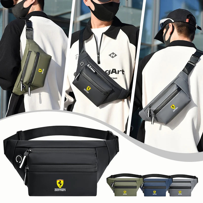 Fashion Men's Waist Bag Outdoor Sports Crossbody Bag Chest Packs For Ferrari F430 Stradale 458 488 599 612 F8 FF Charles Leclerc