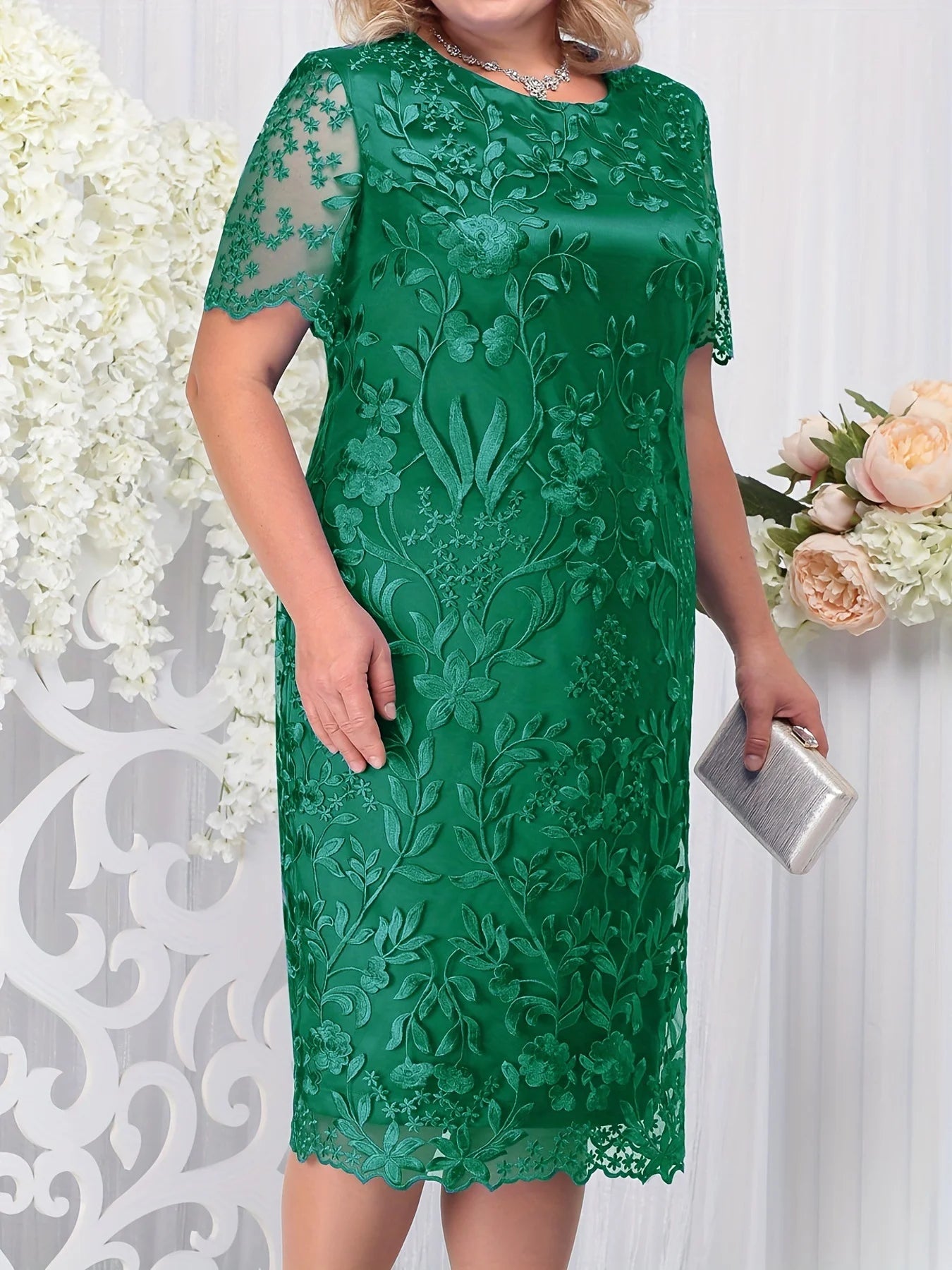 Plus size Women's Dress New Large Size Women's Dress Spliced Embroidered Lace Slimming Slim Fit Cocktail Dress7134259#