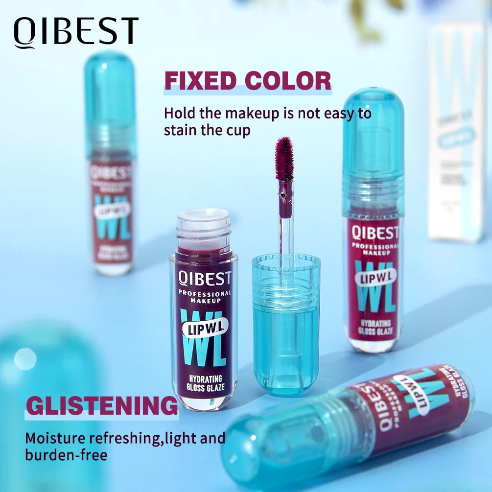 QIBEST Hydrating Crystal Lip Gloss Easy to Fade Mirror Water Glazed Lip Glaze Long Lasting Moisturizing Gloss Lip Tint Cosmetics
