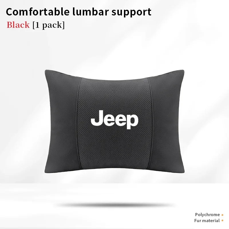 Car Suede Ventilate Headrest Seat Waist Cushion Pillow Jeep Wrangler Grand Cherokee Renegade Compass Gladiator Patriot Commander