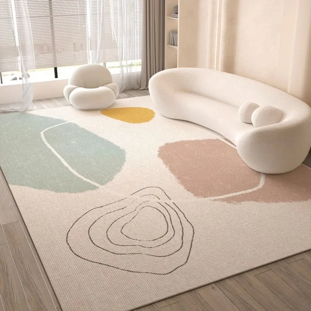 VIKAMA Cream Colored Area Rug For Living Room And Bedroom Modern Minimalist Non Slip Wear Resistant Large Size Home Decor Rug