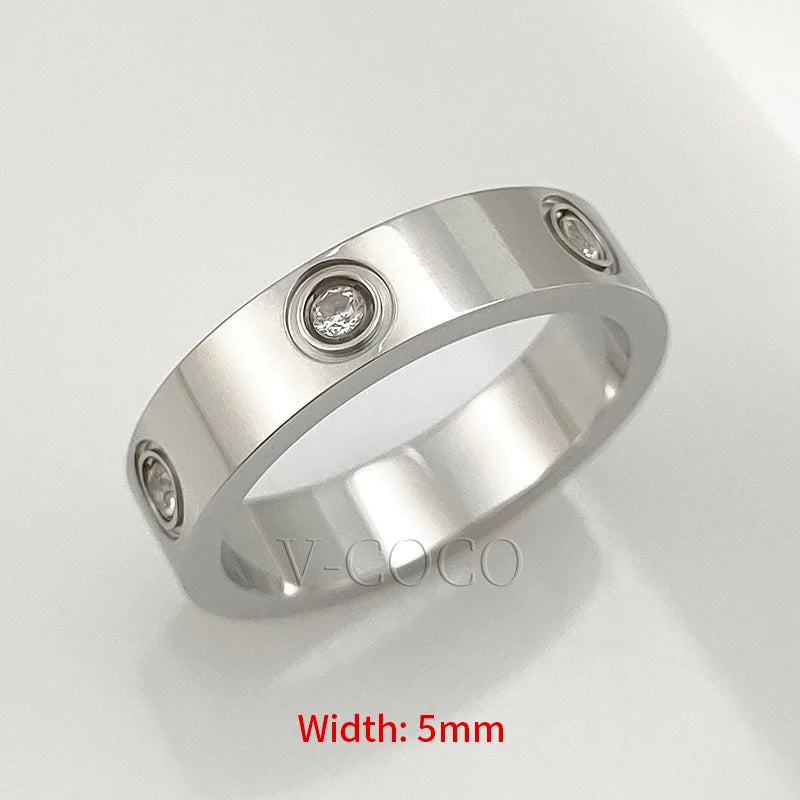 Classic Love Ring for Women Men Couple 18K Gold plated Stainless Steel Crystal Rings Cubic Zircon Wedding Ring Luxury Jewelry