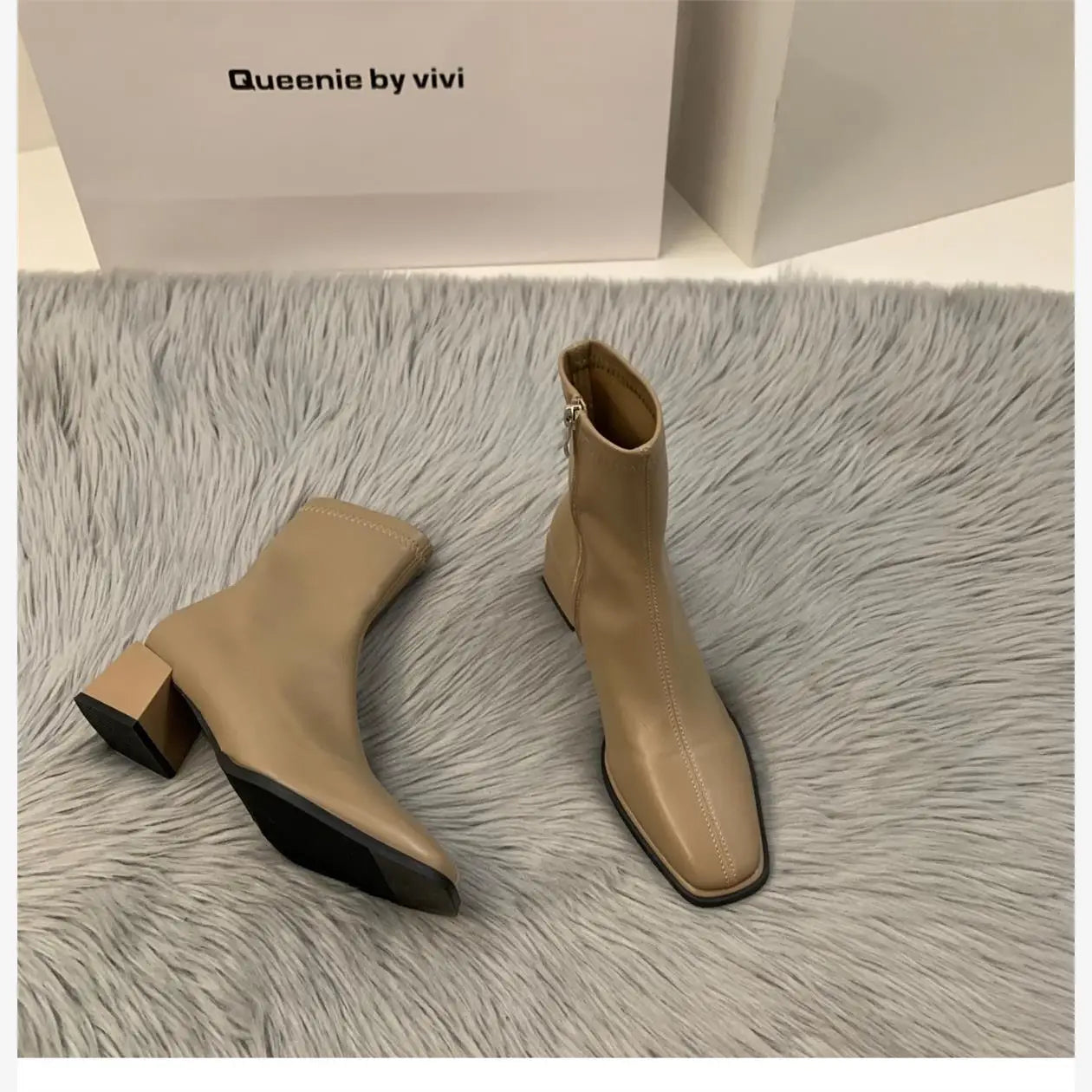 Women's High Heel Leather Boots ort Faion Boots Street Sle Me  PU Upper Spring Autumn Season Thi Heel