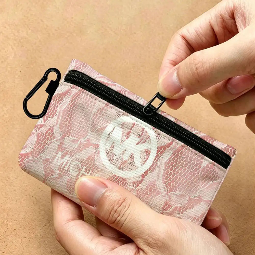 Fashion Luxury Brand M-Michael K-Kors Logo Lightweight Oxford Fabric Coin Purse Carabiner Hook Design Card Key Organizer Bag