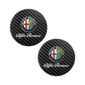 2Pcs For Alfa Romeo Giulia Stelvio 156 Tonale Brera Giulietta Disco Vola Car Carbon Leather Water Cup Pad Anti-noise Coaster Mat