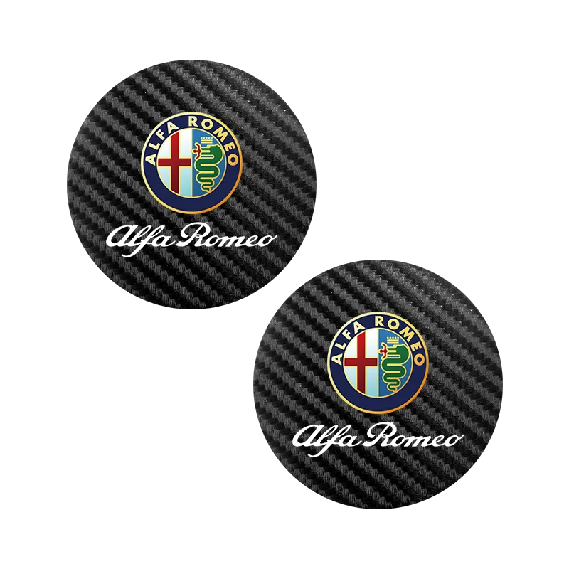 2Pcs For Alfa Romeo Giulia Stelvio 156 Tonale Brera Giulietta Disco Vola Car Carbon Leather Water Cup Pad Anti-noise Coaster Mat