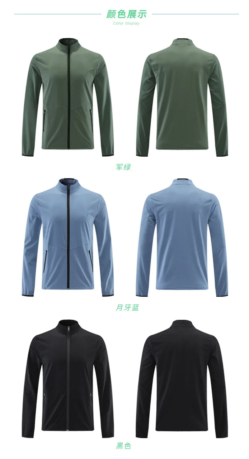 Autumn and winter outdoor sports casual running jacket men's casual breathable zipper stand-up collar quick-drying fitness