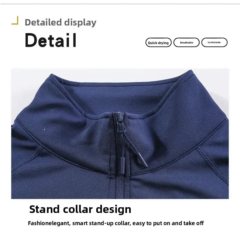 Men's Sport Jacket Quick Dry Fitness Clothes Casual Running Stand Collar Training Suit Flocking Milk Silk Running Outerwear
