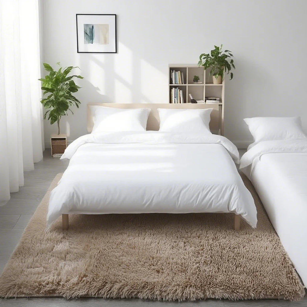 Shaggy Area Gray Rug For Living Room Super Soft Long Pile Bedroom Carpet Non-Slip Children's Home Decor Fluffy Bedside Floor Mat