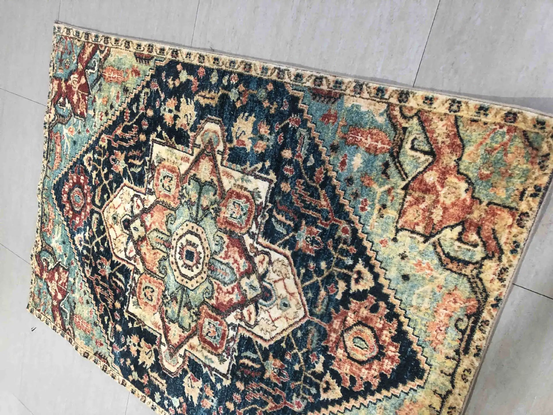 VIKAMA Washable Foldable Imitation Cashmere Carpet Entry Door Mat Persian Retro Style Living Room Bedroom Bed Soft Mat