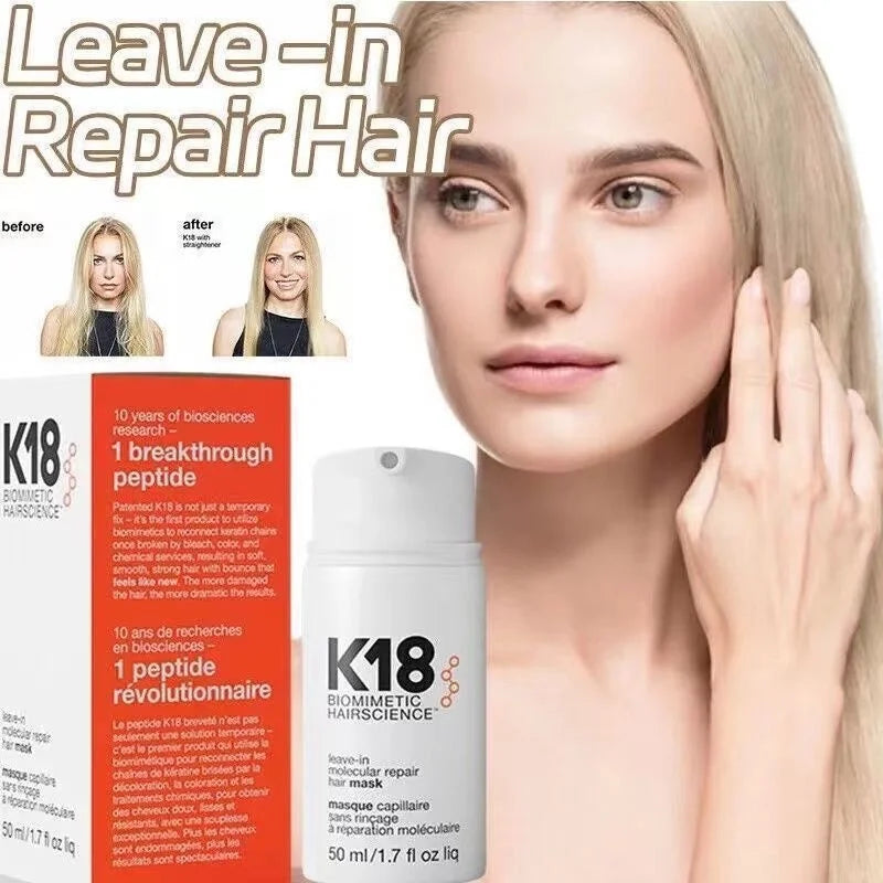 50ml K18 Leave-In Molecular kertain Repair Hair Mask Softens Restores Damaged Hair Deep Keratin Treatment for Hair and Scalp