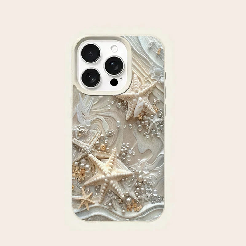Starfish Pearl Decorated Print Phone Case For iPhone 16 Case iPhone 17 15 13 11 14 12 Pro Max 16 Plus XS X XR 16E Soft TPU Cover