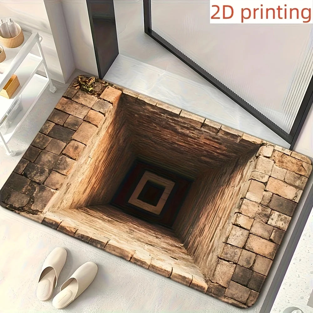 2D Flat Optical Illusion Non-slip Doormat Easy To Clean Perfect for Front Door Entryway Bedroom Laundry Room Area Door Mat Home
